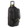 Black rolling travel pack with olive accents on a white background
