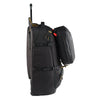 Black travel backpack with wheels on a white background