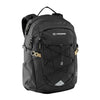 Black backpack with visible Caribee branding on a white background