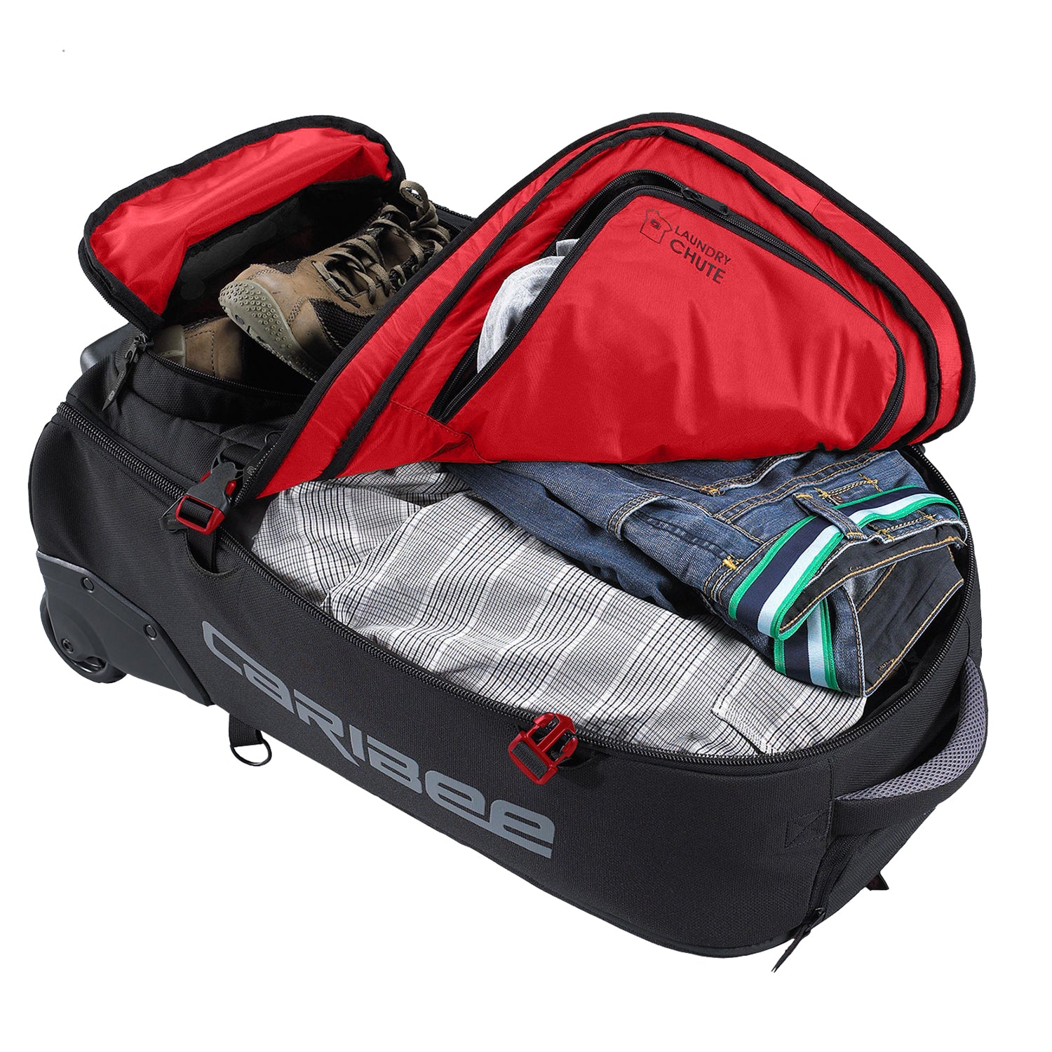 Caribee Sky Master 70L III wheel travel backpack open
