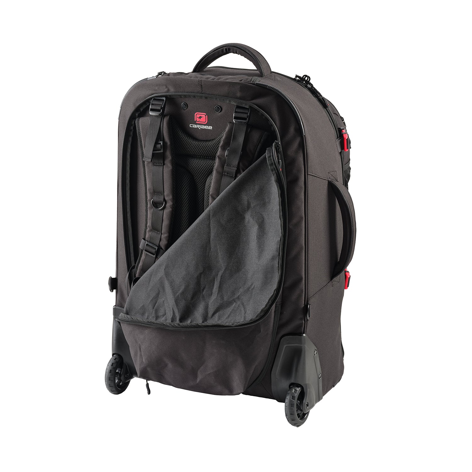 Caribee Sky Master 70L III wheel travel backpack concealable harness system 2