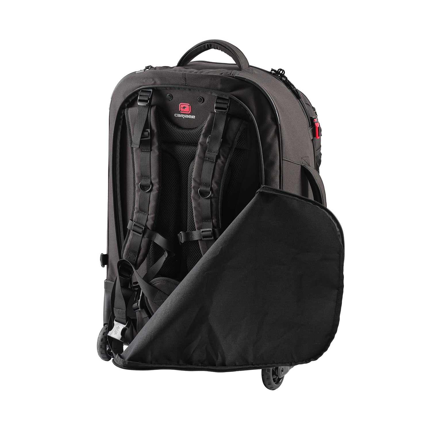 Caribee Sky Master 70L III wheel travel backpack concealable harness system 3