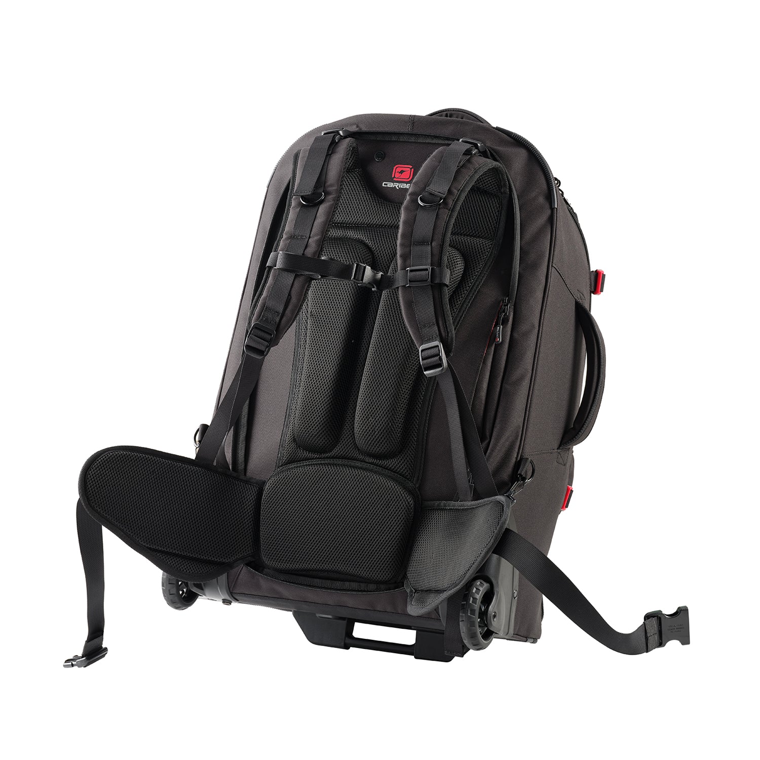 Caribee Sky Master 70L III wheel travel backpack concealable harness system