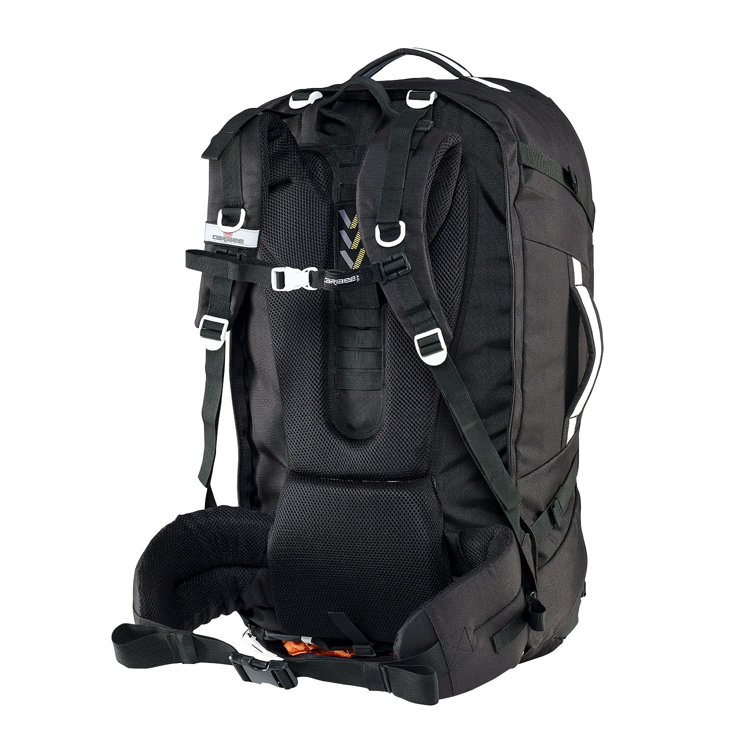 Caribee Journey 75L travel pack black harness