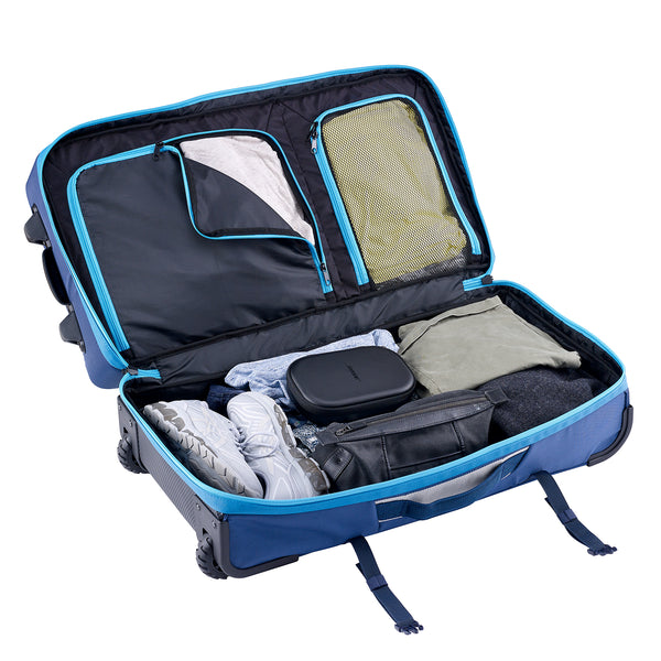 Caribee Split Roller 100L Luggage Sea Blue Navy open