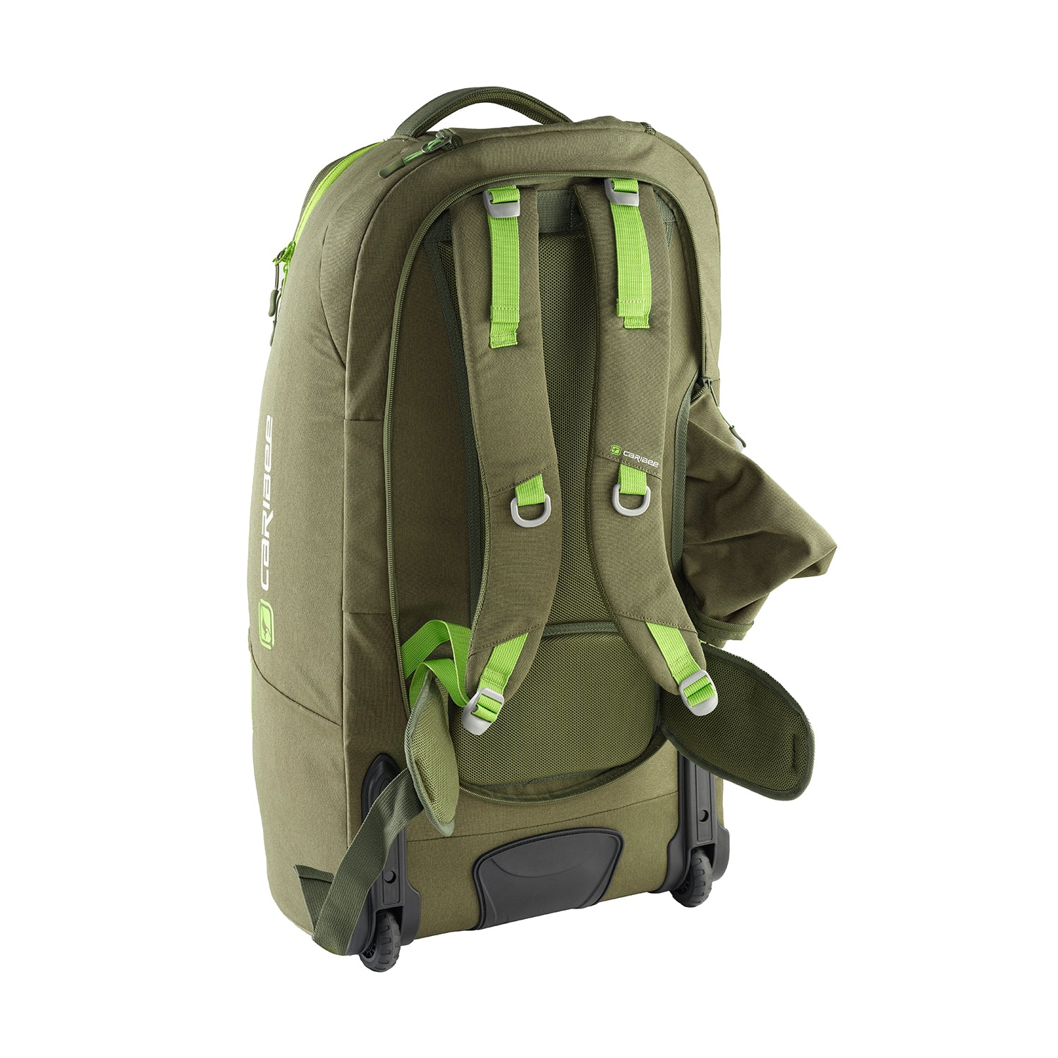 Caribee Adventure 70L Hybrid wheel backpack Olive harness 2