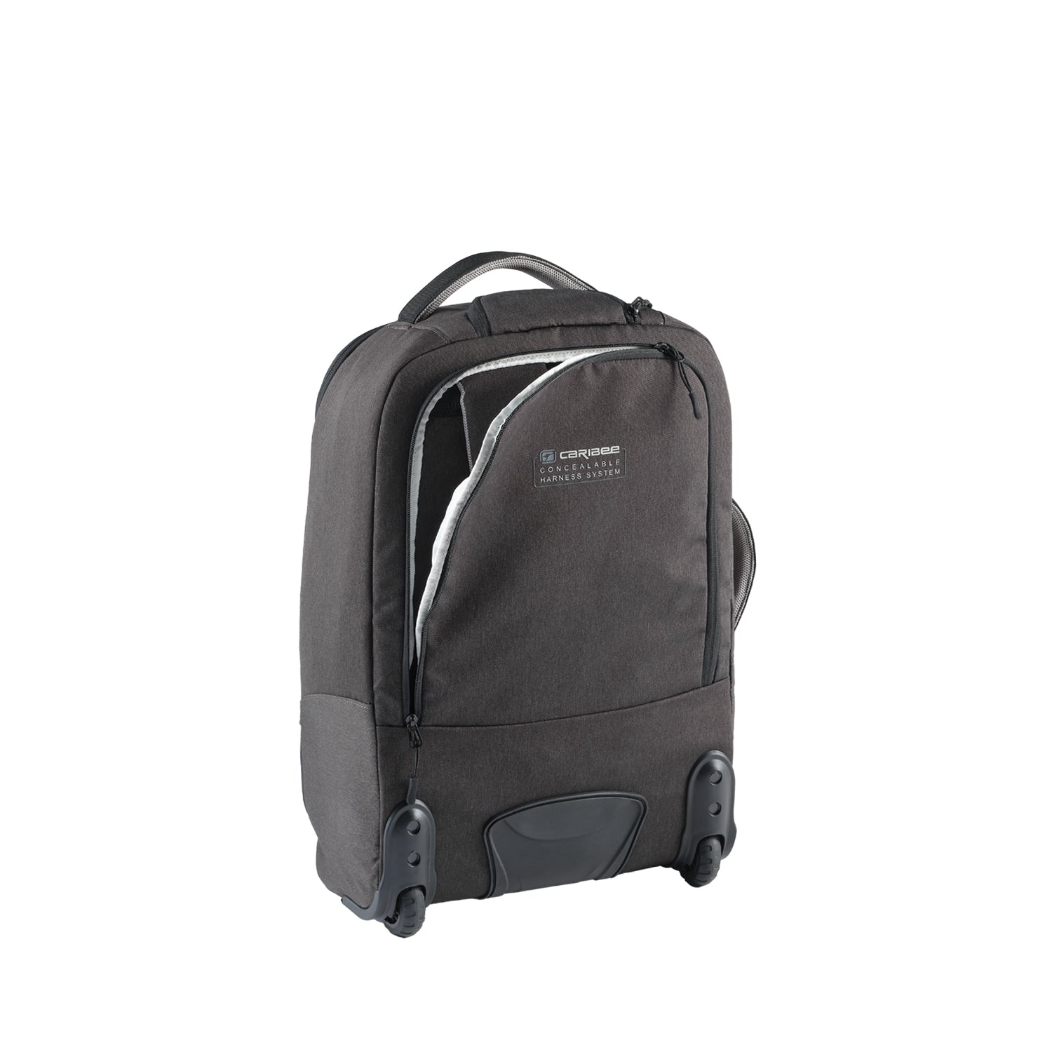 Caribee Adventure 40 Hybrid wheel aboard bag opening rear shoulder strap pocket