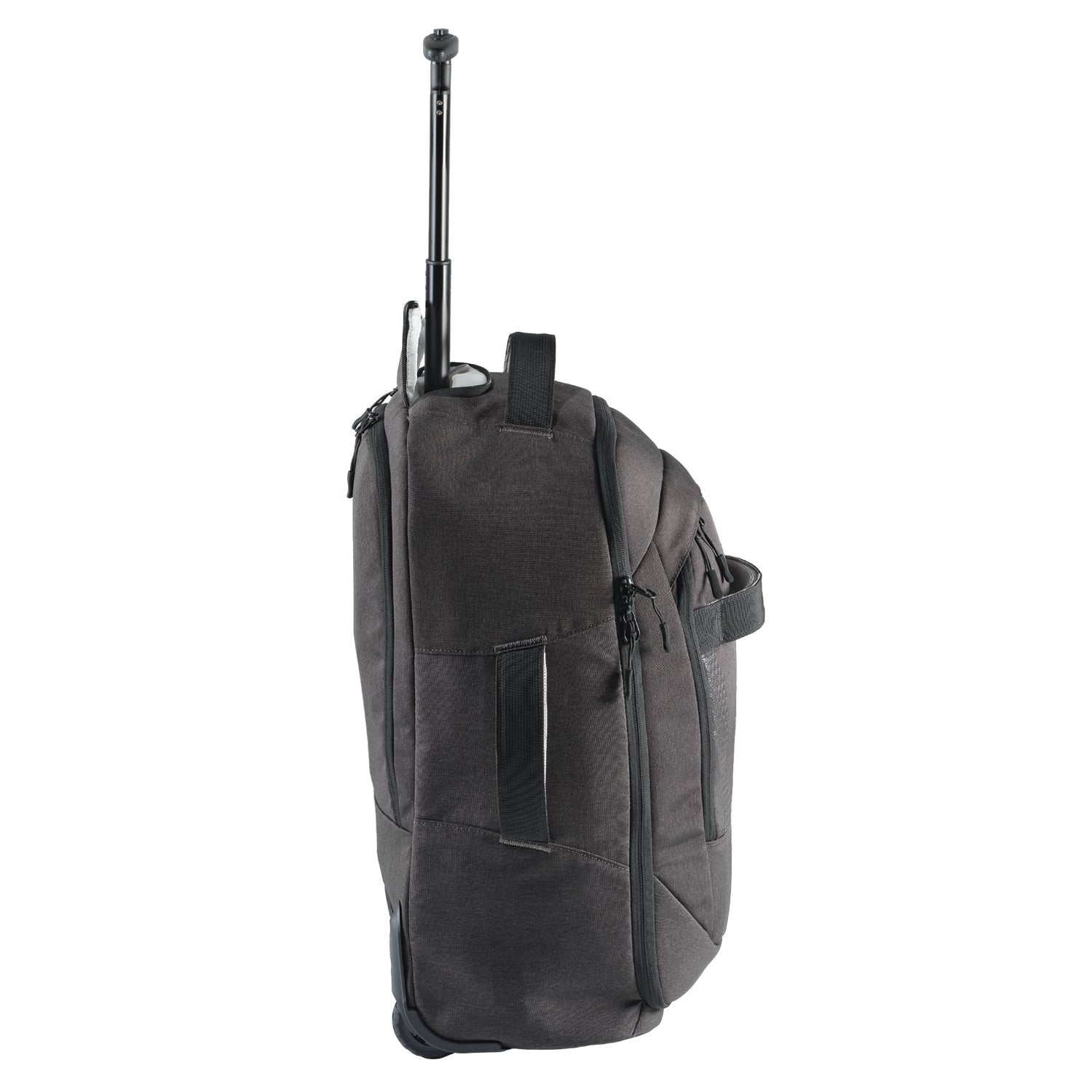 Caribee Adventure 40 Hybrid wheel aboard bag side on view