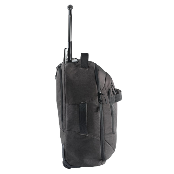 Caribee Adventure 40 Hybrid wheel aboard bag side on view
