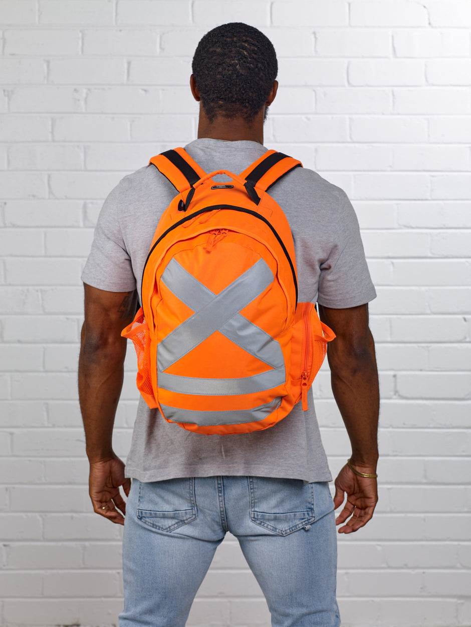 Calibre 26L Hi Vis Safety Backpack with X pattern Reflective Tape