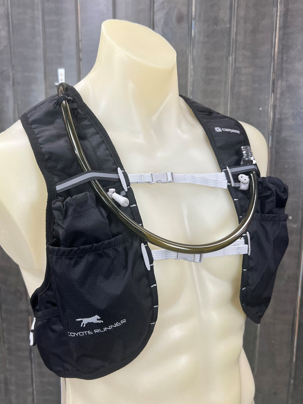 Multiple pockets on hydration running vest on mannequin
