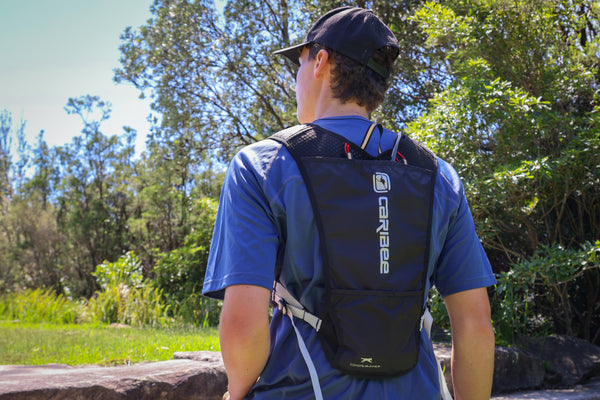 Running hydration vest on male runner