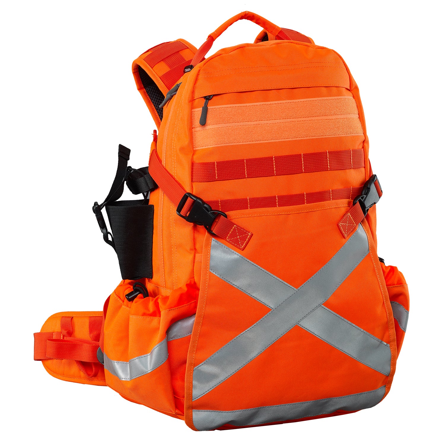 Caribee Mineral King 32L high visibility orange backpack with reflective tape