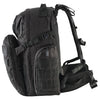 Black tactical side view backpack on a white background