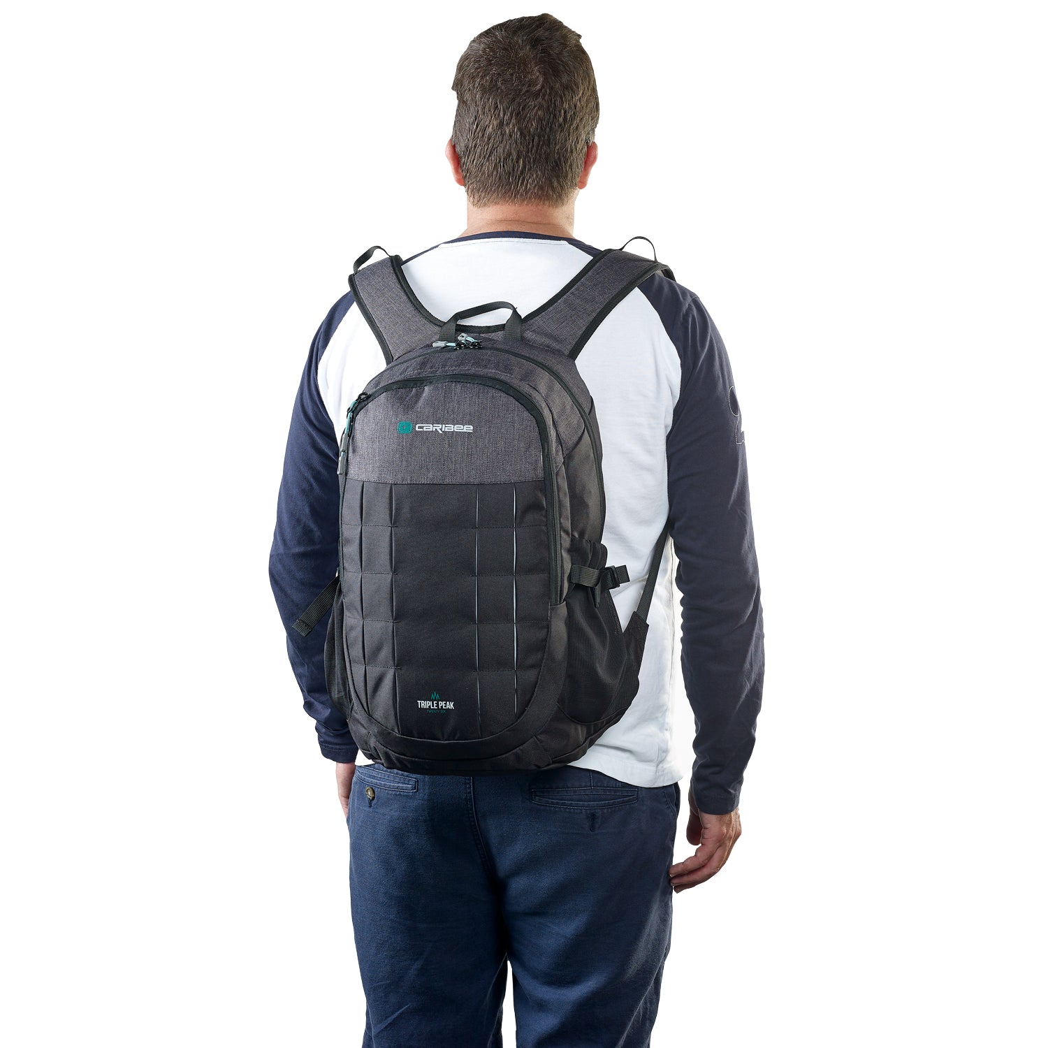 Caribee Triple Peak 26L backpack black on model