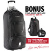 Caribee Adventure 70L hybrid wheeled travel backpack with bonus Caribee Fold Away Travel Daypack valued at $29.95