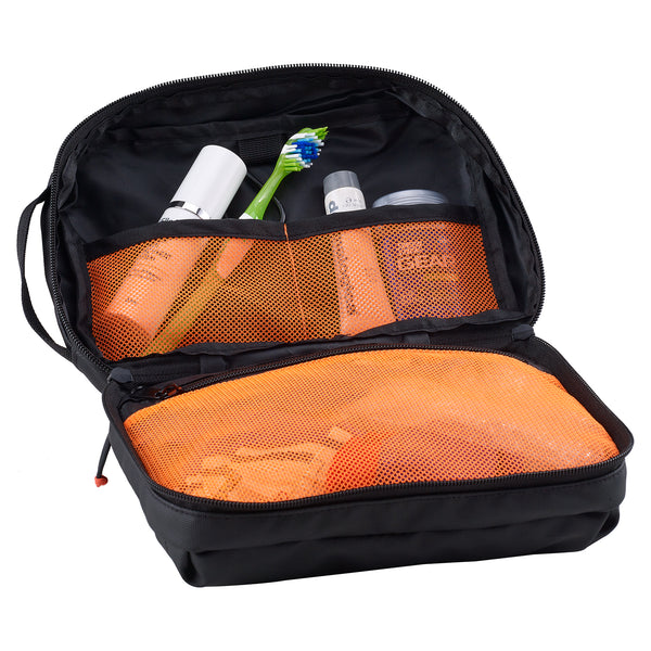 Adventure Toiletry bag water resistant black  open
