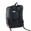 Caribee Big Pack 35L backpack in black, rear view with shoulder straps and suede base