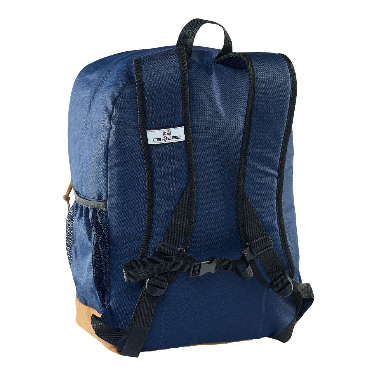Caribee Big Pack 35L backpack in Navy Blue, rear view with shoulder straps and suede base