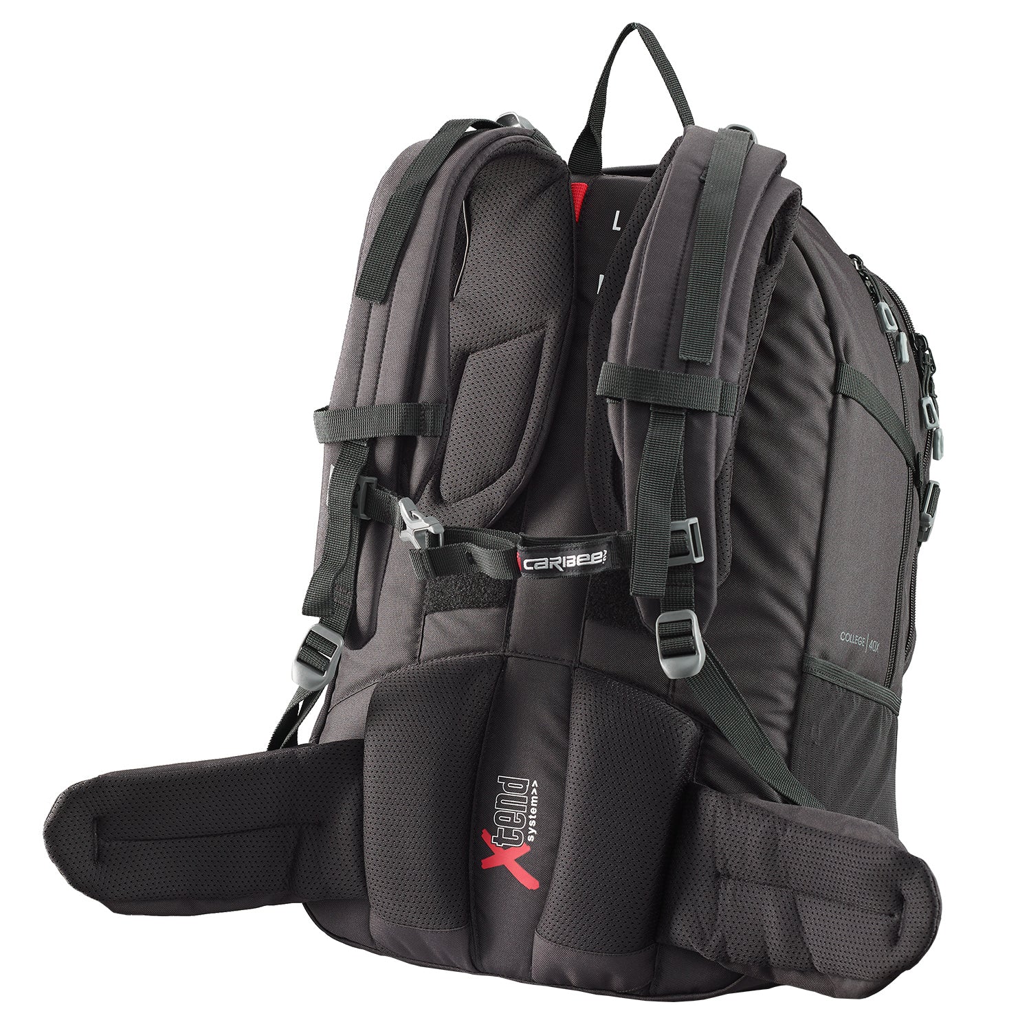 Caribee College 40L backpack's adjustable harness system