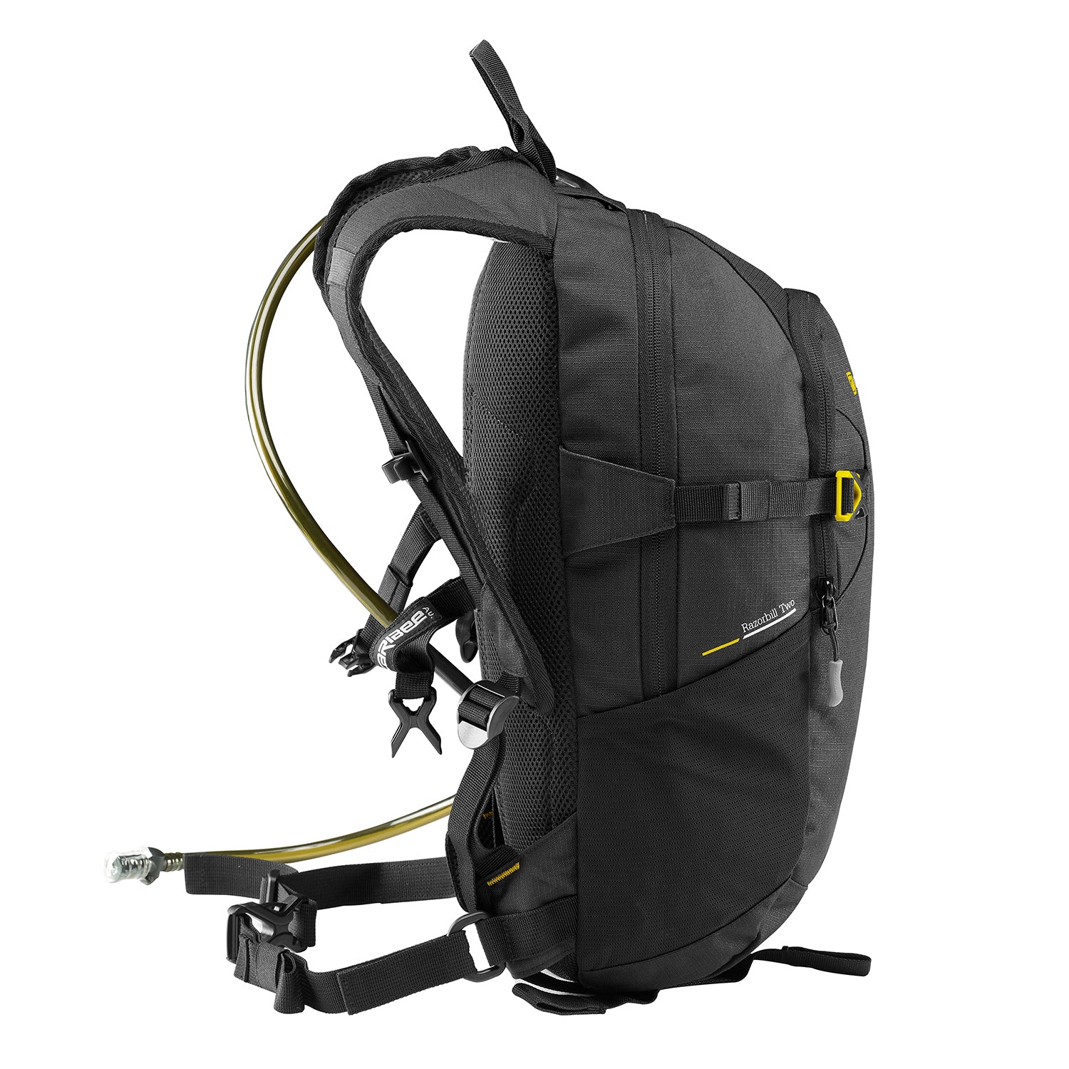 Caribee Razorbill Two hydration backpack Black/yellow side