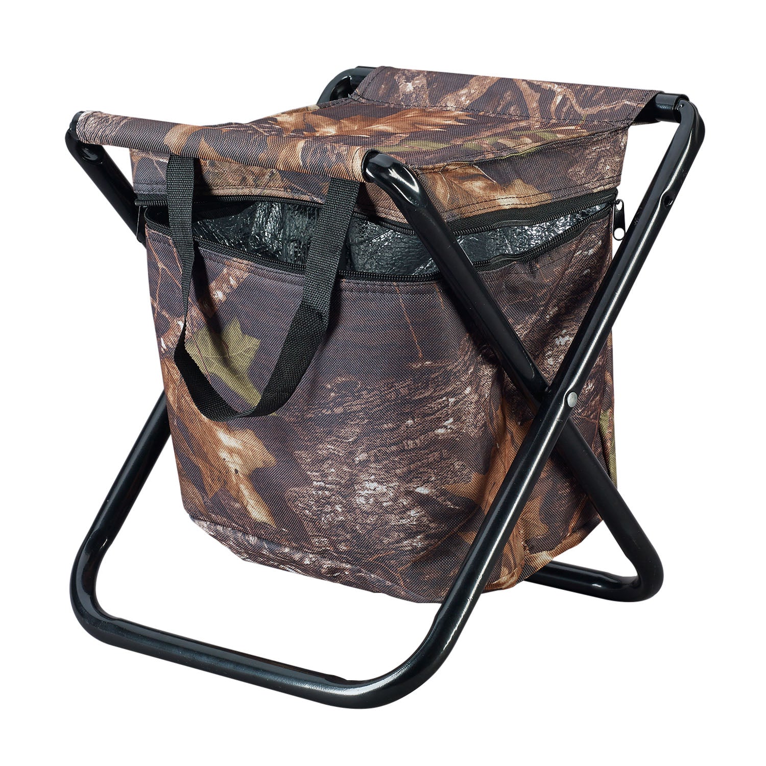Caribee Camp stool in camo with cooler
