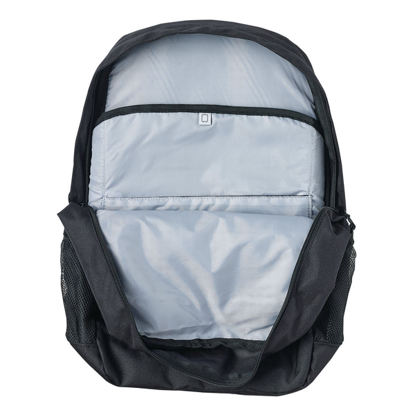 Caribee Yuma 25L backpack open showing laptop and tablet sleeves